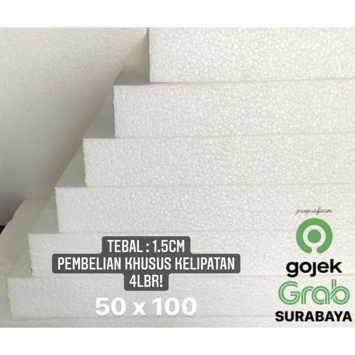 Styrofoam Gabus Lembaran 50 x 100 cm tebal 1.5cm sterofoam