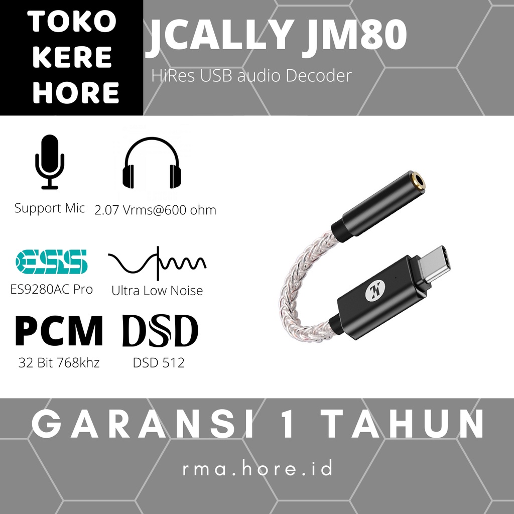 JCALLY JM80 ES9280AC Pro HiRes Audio Dongle 32 bit 768Khz DSD512