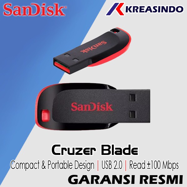 Sandisk Cruzer Blade USB Flashdisk 16gb 32gb 64gb 128gb 256gb 512gb Resmi