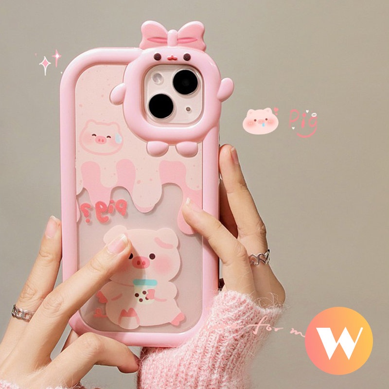 Case Desain Monster Pig 3D Untuk Vivo Y22 Y35 Y12 Y20 Y16 Y51A Y22s Y11 Y02s Y15S Y31 Y51 Y21S Y33S Y21 Y53s Y55 Y51A Y91C Y20 Y23 Y30 Y23I Y20 Y15 Y23