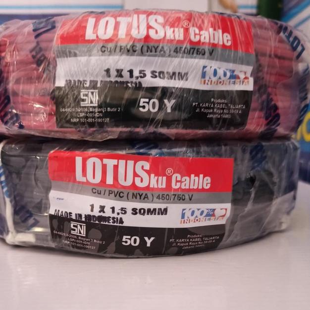 KABEL NYA / KABEL TUNGGAL Asli tembaga 1x1,5 Lotus 50Y SNI