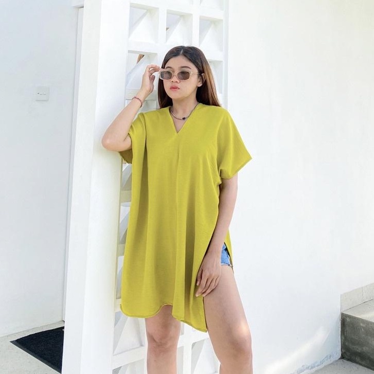 Nagita Long Square Blouse Crinke Airflow Long Square Atasan Wanita Oversize Ootd Remeja Terbaru jumbo