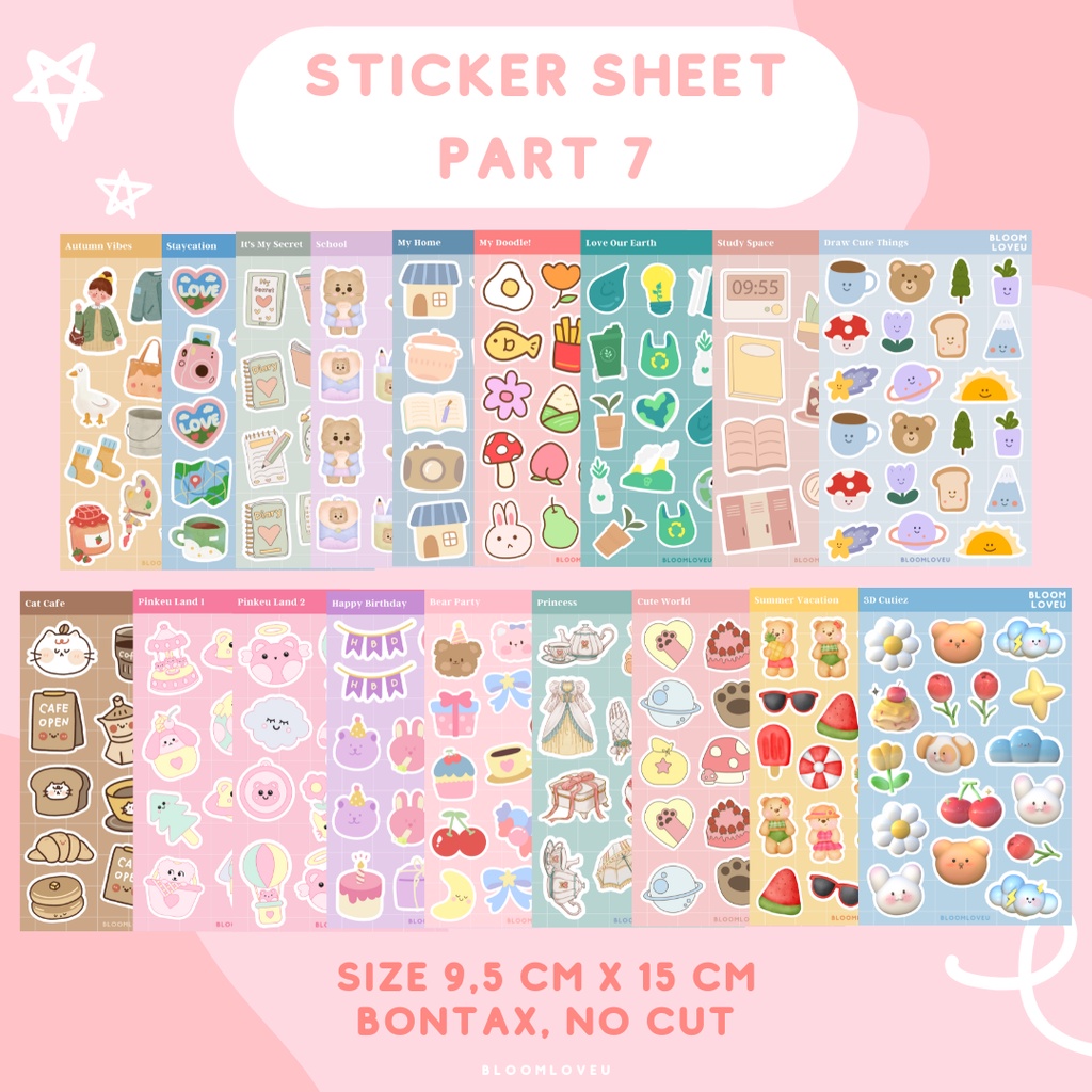 

STICKER SHEET AESTHETIC STIKER JOURNAL BUJO DECO PLANNER POLCO DECO TUMBL