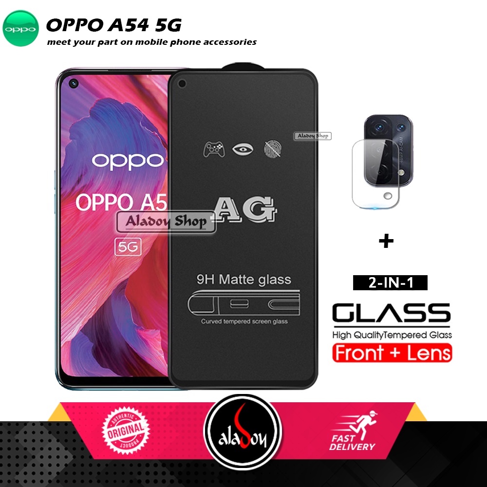 Oppo A54 5G PAKET 2IN1 Tempered Glass Matte Anti Glare Full Layar dan Tempered Glass Kamera