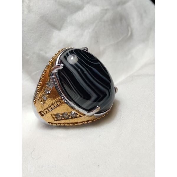 batu cincin akik Sulaiman hitam motif