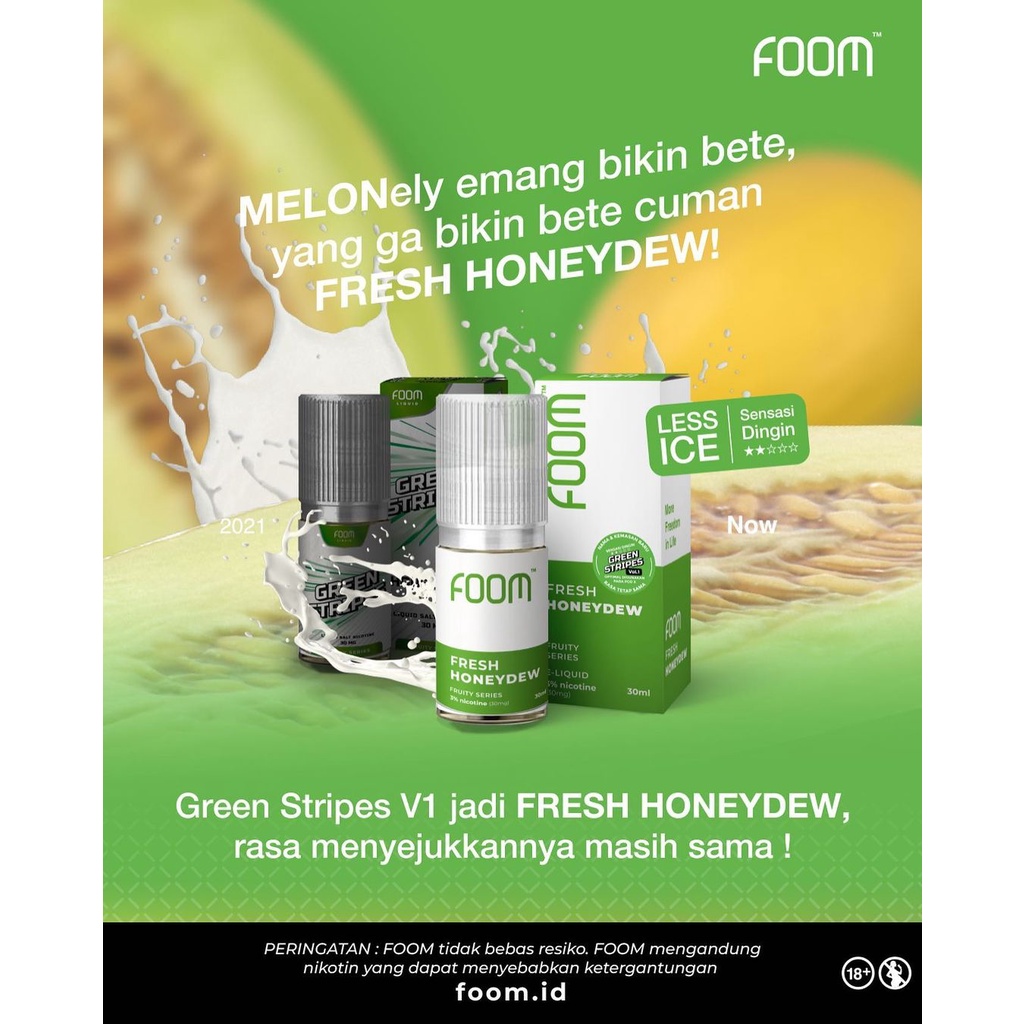 Liquid Foom Green Stripes 30ML Milky Melon Fruity Series by FOOM Lab