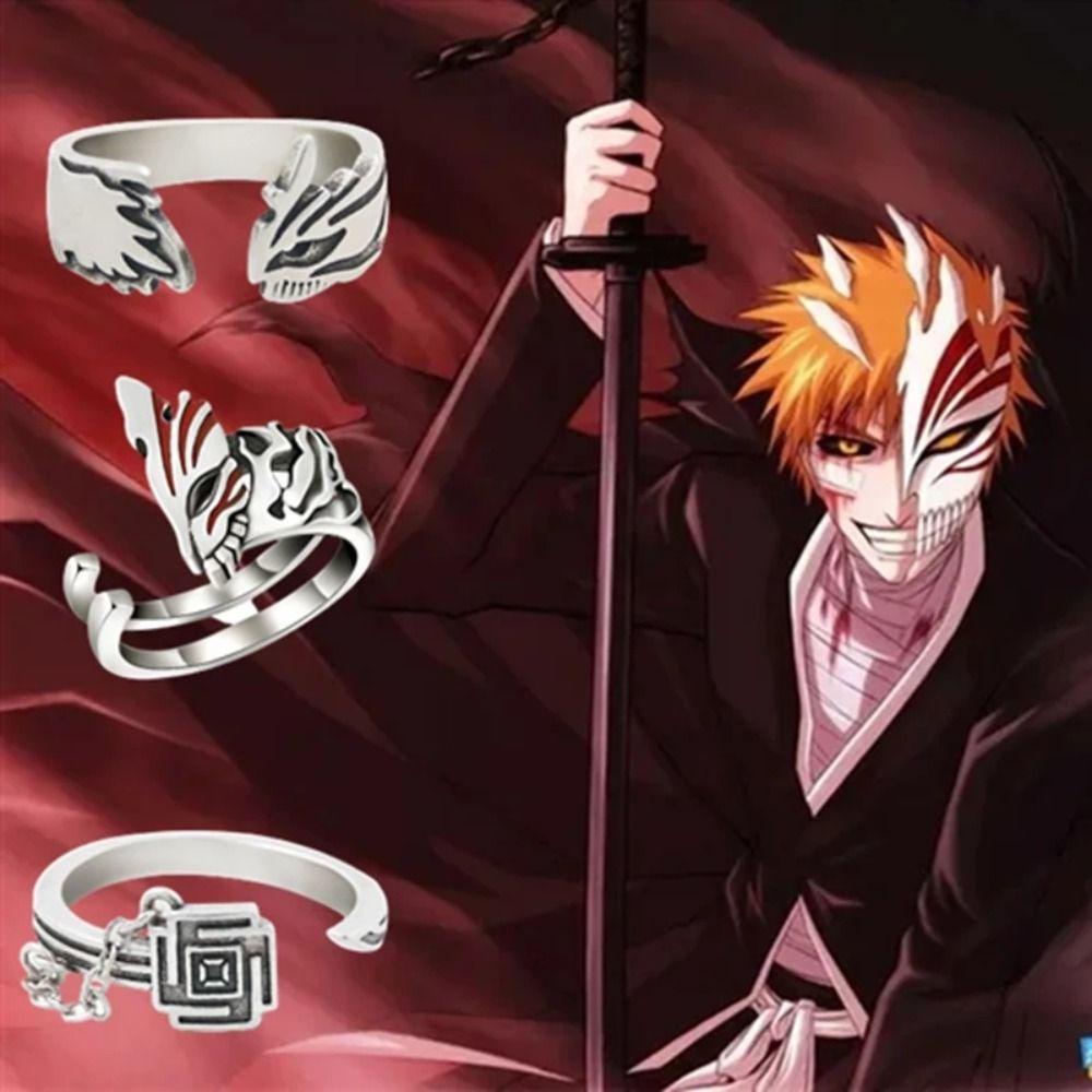 Mxbeauty Anime Bleach Rings Dekorasi Harian Cincin Terbuka Jari Gesper Anak Laki-Laki Desain Kartun Masker Pasangan Cincin