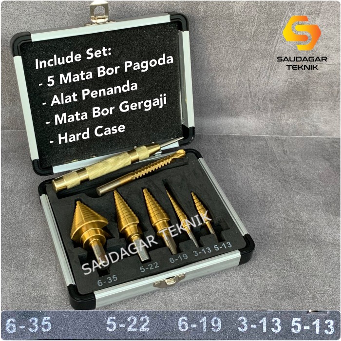 Mata Bor Mata Bor Pagoda Set Step Drill Set Titanium