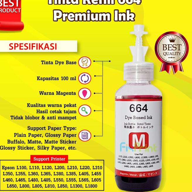 TINTA 664 T664 REFILL PRINTER EPSON BLACK COLOR L120 L350 L565 L555 - TINTA ORIGINAL, Hitam