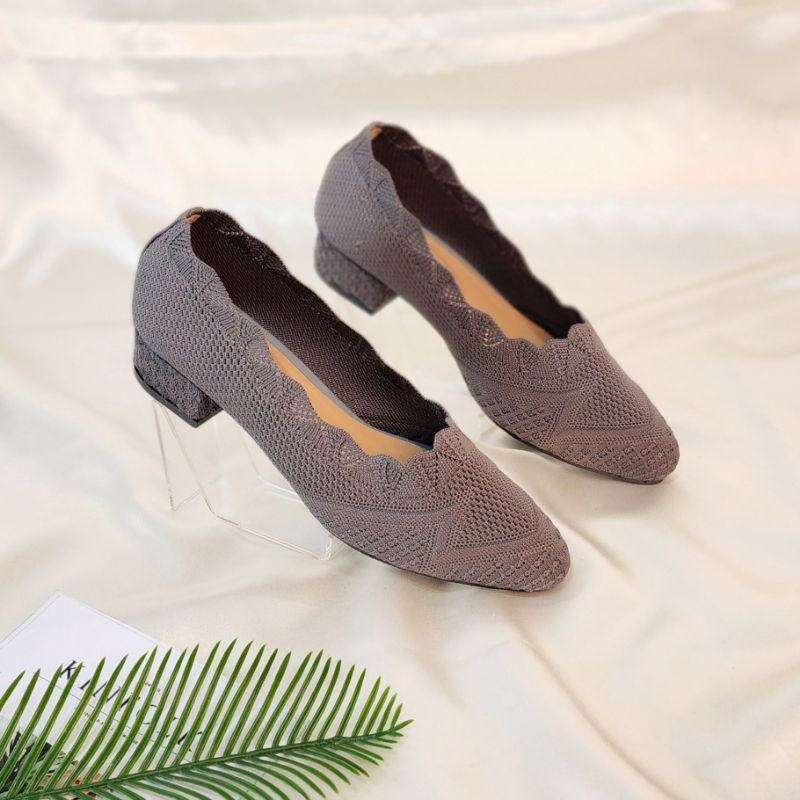 Arlaine Hyuna Sepatu Heels Rajut Wanita Impor / Sepatu Heels Kerja Wanita / Sepatu Heels 3cm