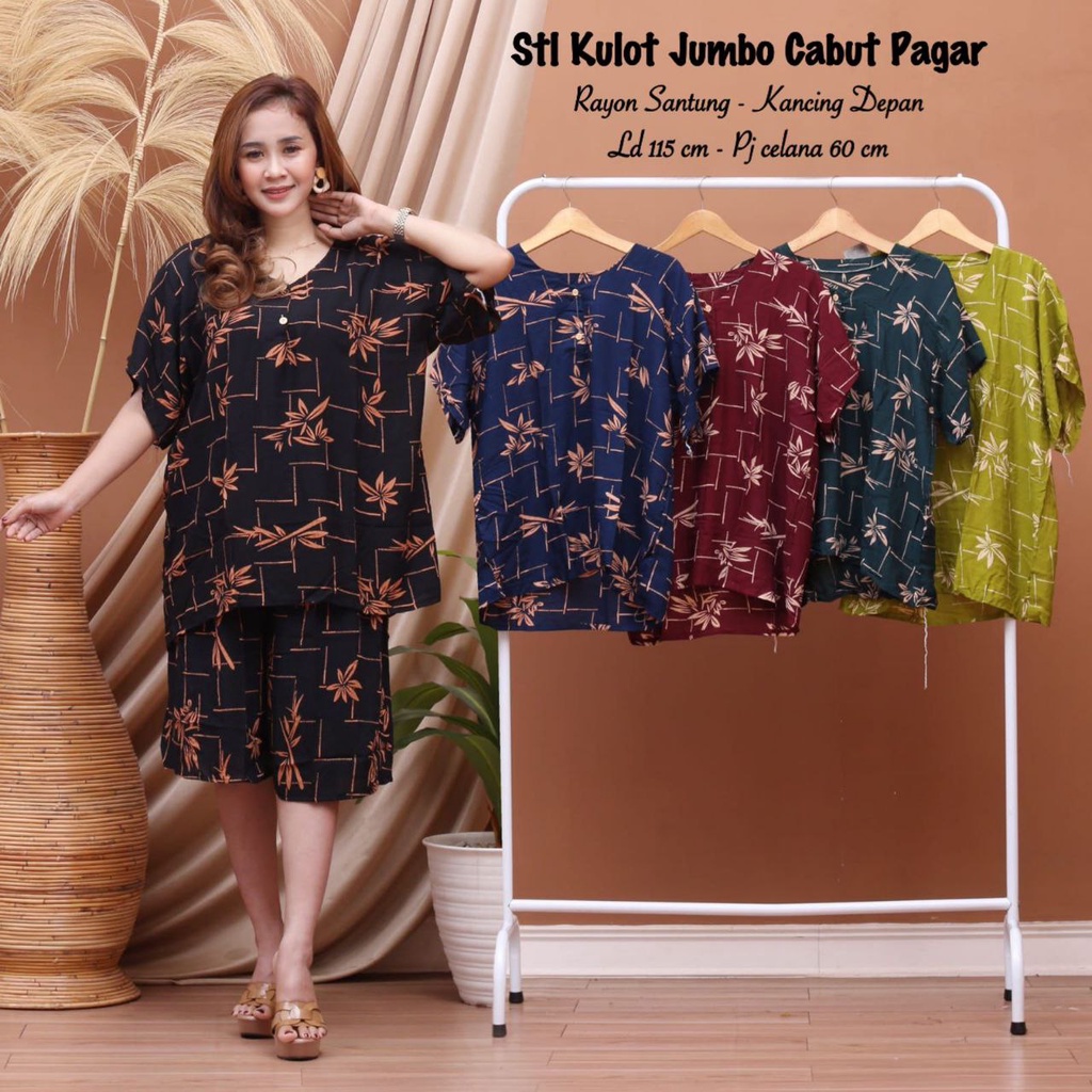 Setelan Kulot Jumbo Wanita Bahan Rayon Ld 120 Bumil Busui