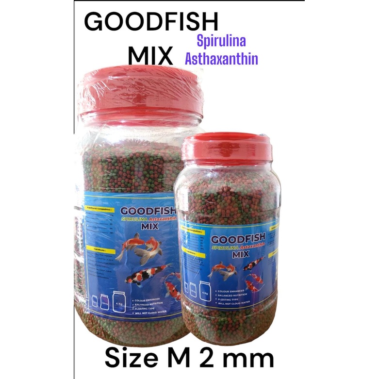 PELET IKAN KOKI KOI GOODFISH MIX SPIRULINA ASTAXANTHIN 4 KG 2 MM