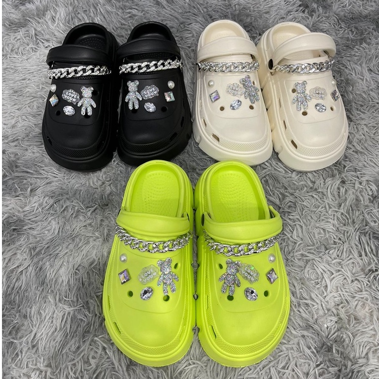 LFS-SW15 Sandal Wanita Bae Clog Chain Eva Jelly COD FREE JIBBITZ