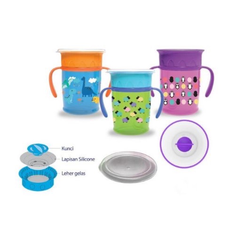 Baby Safe AP013 Training Cup Baby with Handle 6M+ 360 Gelas Latihan Minum Anak Bayi Anti Tumpah Dengan Pegangan Sippy Cup Baby Gelas MPASI Gelas Minum Susu Bayi Tiduran Aman