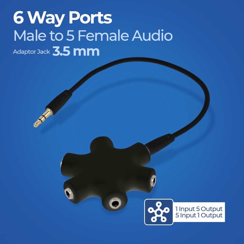 kabel aux audio splitter 3,5 mm male to 5 female - jlt 108
