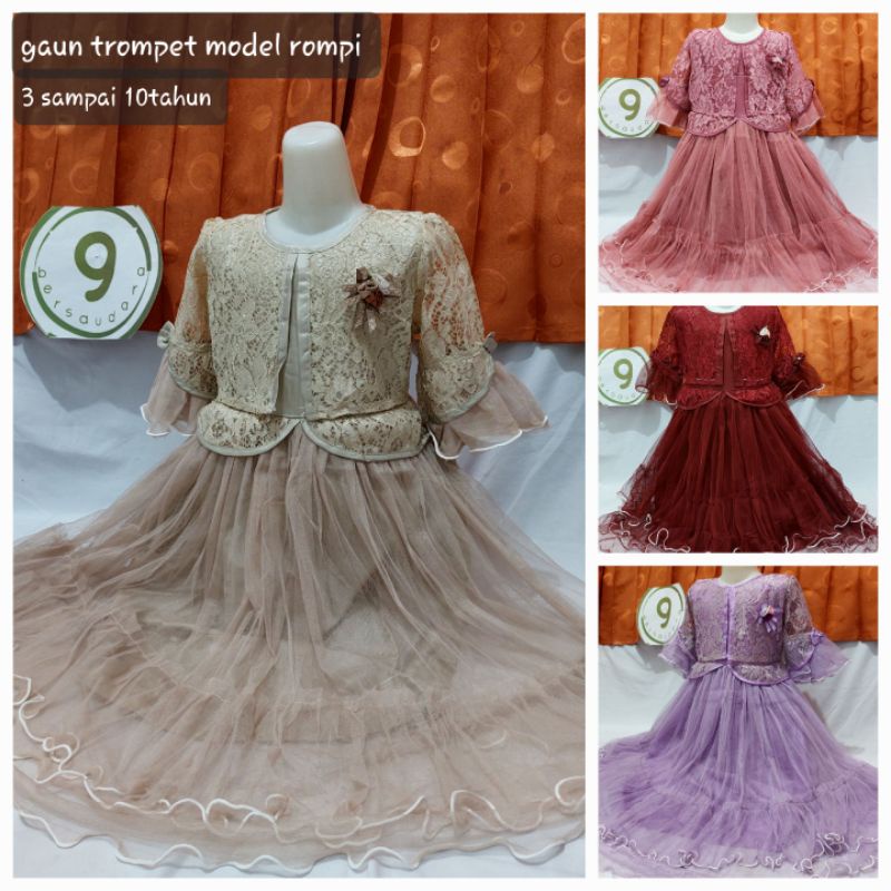 DRESS ANAK LENGAN 3/4 MODEL ROMPI MIX TILE