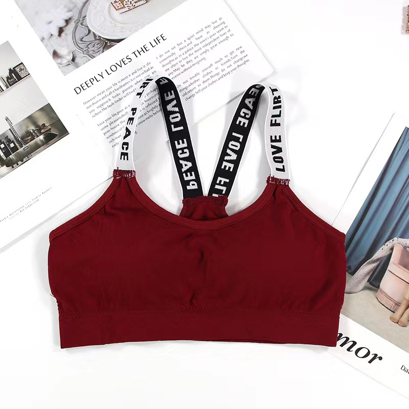 Pakaian Dalam Wanita Bra Polos Yoga Bra Push Up Tanpa Kawat Sport Bra-bra-9 merah