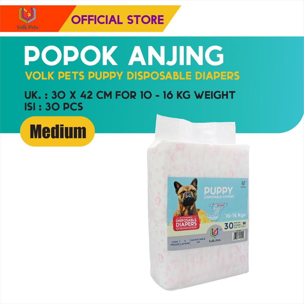 Volk Pets Puppy Disposable Diapers Medium Isi 30 pcs / Popok Anjing