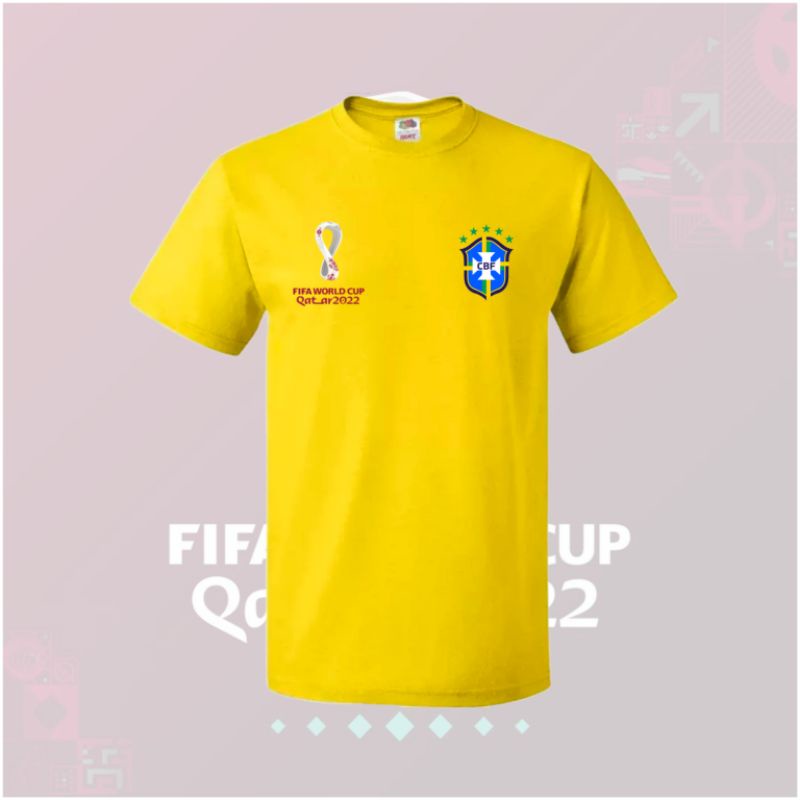 Baju Kaos Piala Dunia World Cup 2022 Team Brazil DEPAN BELAKANG