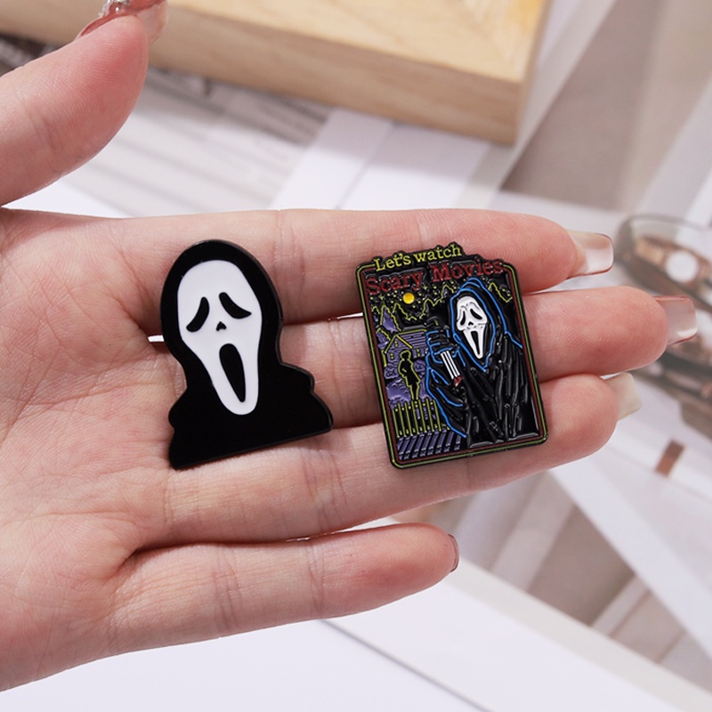 Bros Pin Enamel Bentuk Hantu Teriak Untuk Perhiasan Halloween