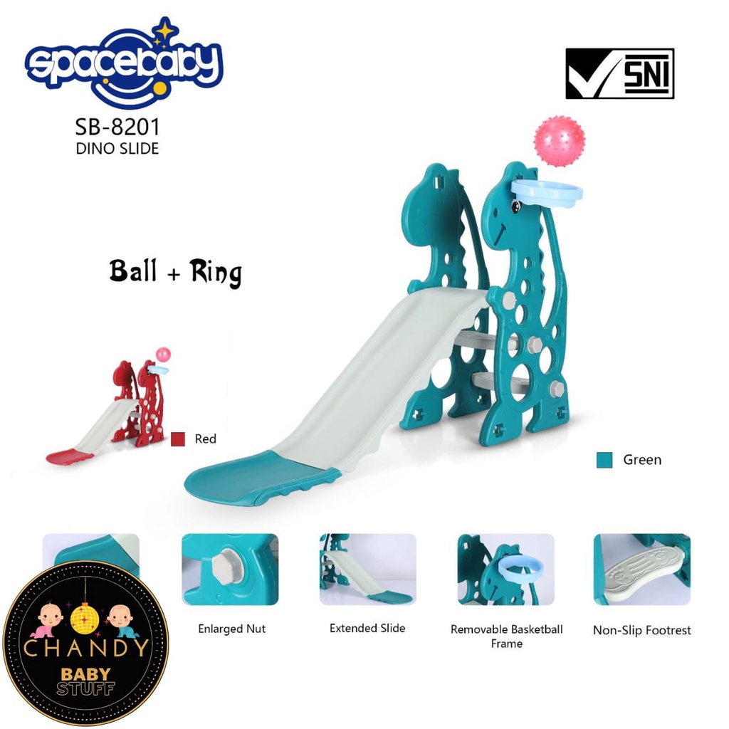 PEROSOTAN MAINAN ANAK SLIDE MODEL DINO SB8201 WARNA HIJAU