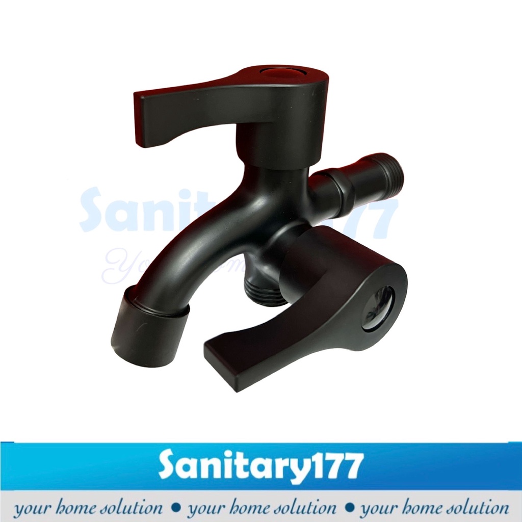 Kran Cabang HITAM FKC51- Keran air Double stainless Dua Shower 2 black kloset mandi faucet two way