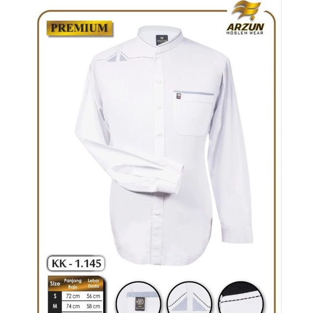 Terbaru Koko Putih Lengan Pendek Lengan Panjang Zipper, Koko Pria Moderen Arzun Putih Pendek Panjang
