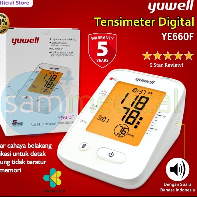 Yuwell Tensimeter Digital Suara Plus Adaptor YE 660F
