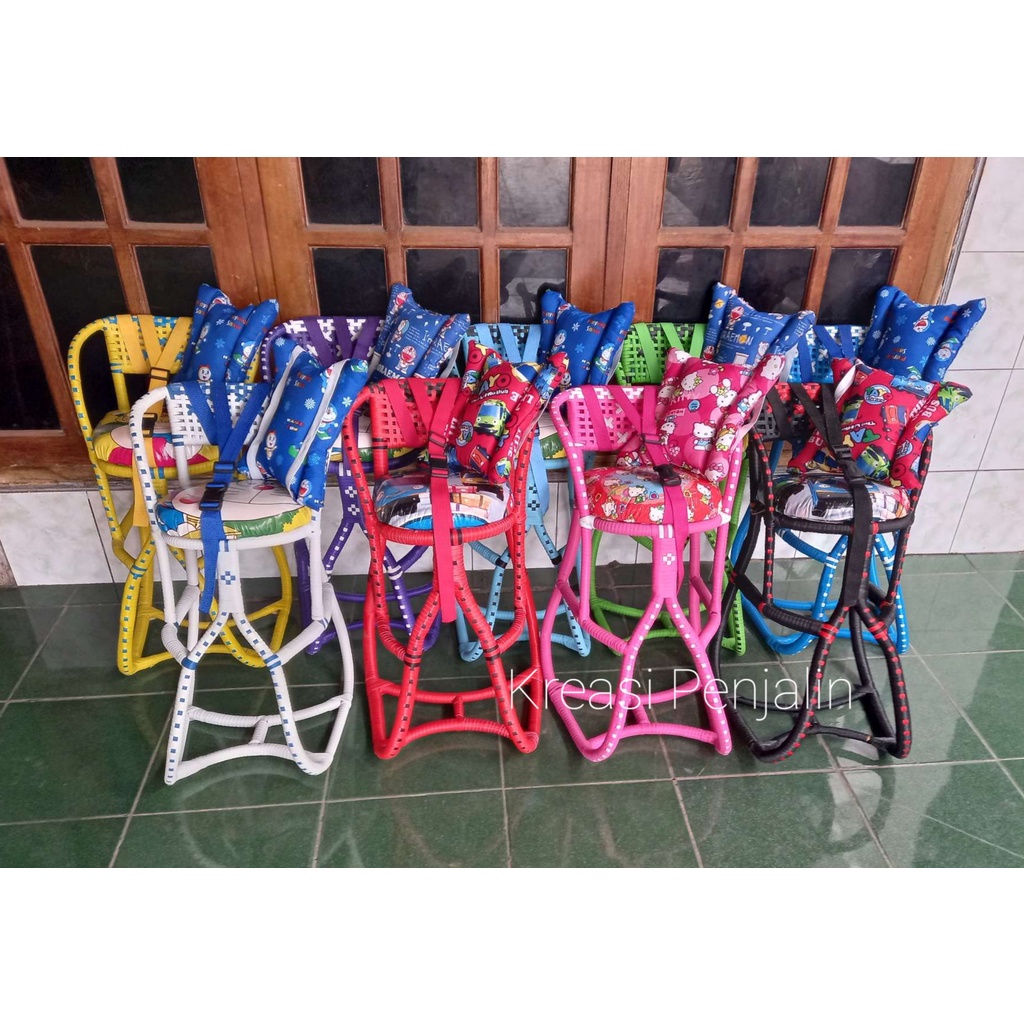 Kursi Boncengan Anak Motor Matic Full Anyaman Free Sabuk Bantal Stang / Boncengan anak Full anyaman plus sabuk dan bantal stang / Boncengan Anak Motor Matic/ Bangku Boncengan Anak Motor / Kursi Rotan / Dudukan Anak Motor Matic / kursi motor anak depan