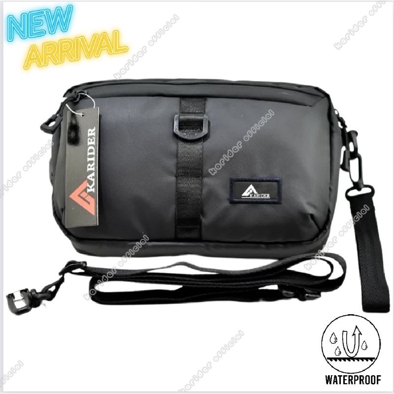 tas selempang waistbag handbag karider anti air waterproof pria wanita real pict