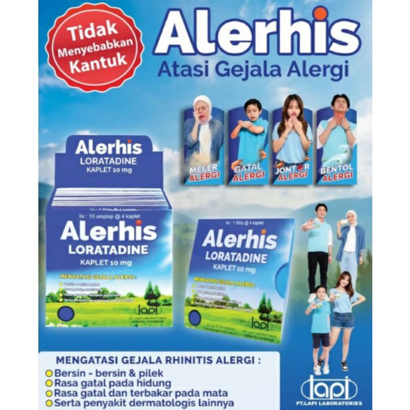 Alerhis tablet isi 4 Mengatasi Alergi, Pilek menahun, bersin2, gatal, jontor, bentol alergi