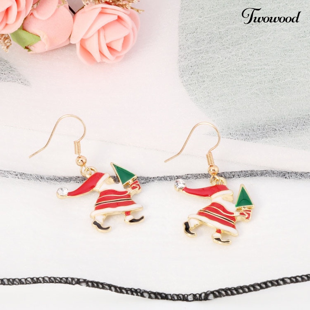 Anting Hook Liontin Santa Bahan Alloy Untuk Wanita