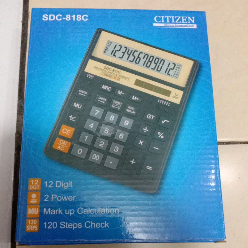 

kalkulator meja dagang besar citizen 12 digit,2 power sdc-818c