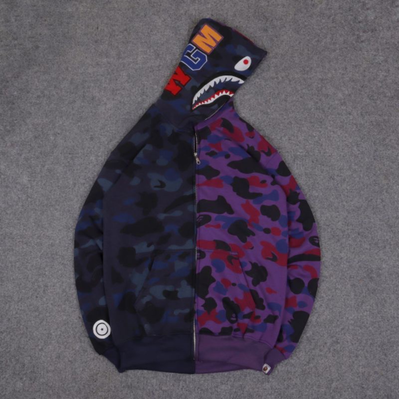 SWEATER HOODIE ZIPPER BAPE WGM CAMO WHITE/RED/PURPLE FULLTAG &amp; LEBEL