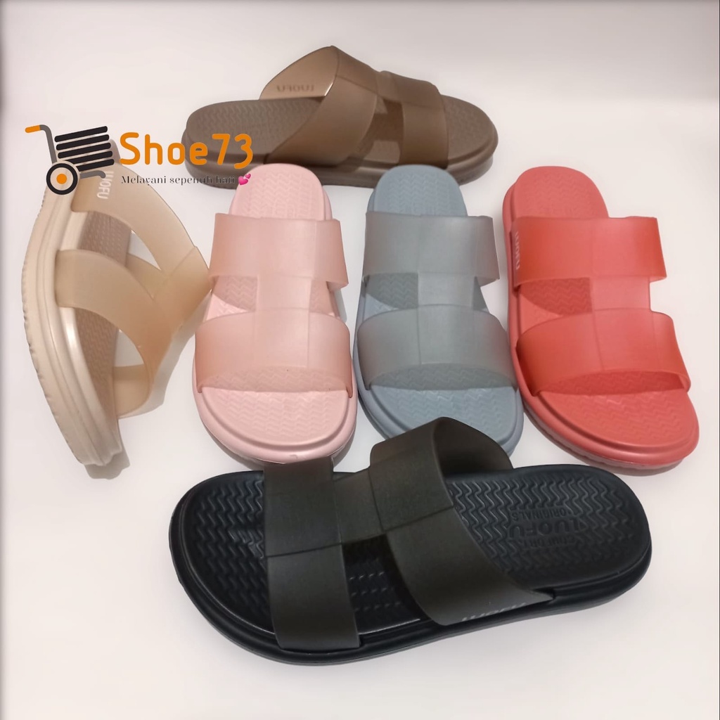 LUOFU E 7197 B-TF SIZE 36-40 ORIGINAL l Sandal Selop jelly wanita l Sendal kokop cewek impor