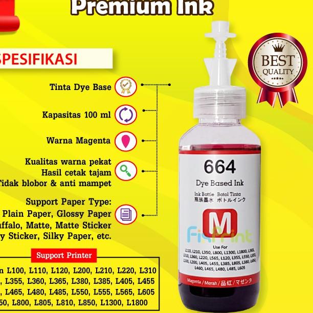 Tinta 664 Premium Refill Printer Epson L110 L210 L220 L300 L310 L360 - Hitam, TINTA ORIGINAL