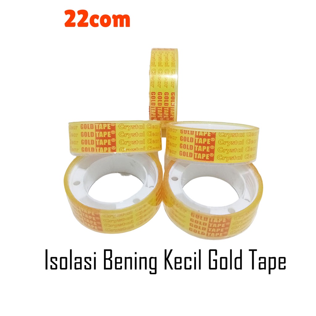 

( 2 pcs ) Isolasi Bening Gold Tape Bening Solasi Bening Kecil Selotip Alat Tulis ATK Murah