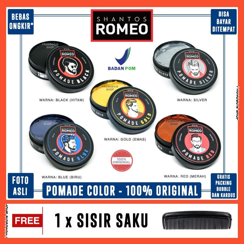 Shantos Romeo Hair Styling Color Pomade Warna 75gr