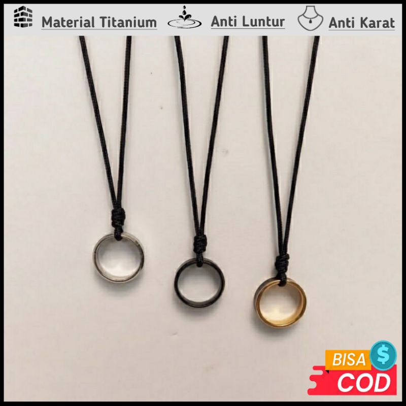 KALUNG TALI HITAM LIONTIN CINCIN/KALUNG BANDUL PRIA WANITA MURAH