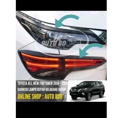 garnish lampu depan belakang mobil fortuner 2016-2020 hitam