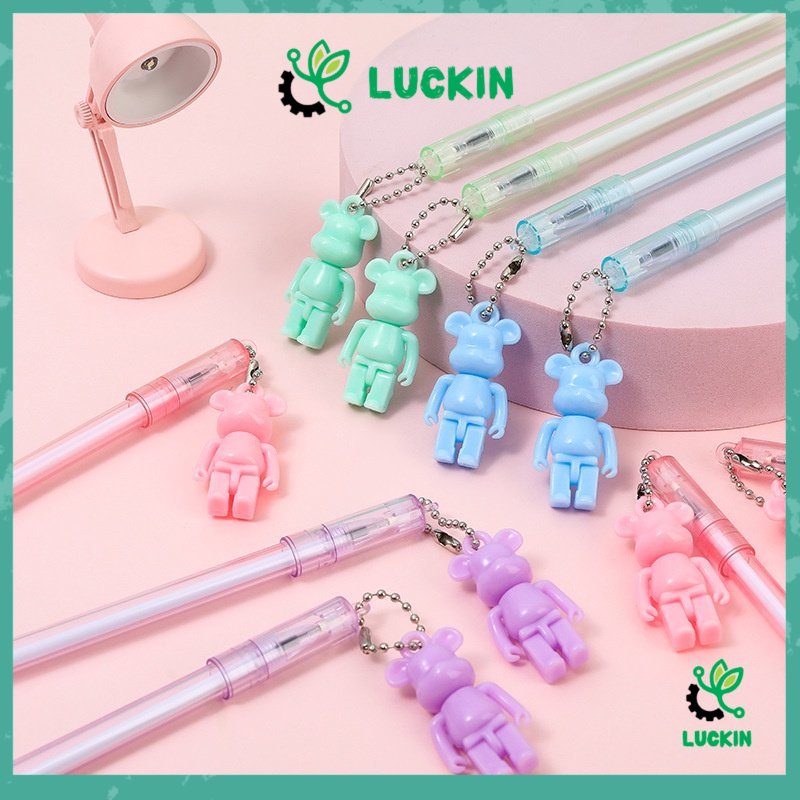

Luckin Pulpen gantungan Gel Dengan Notes BTS Kartun Cartoon/Bolpen gel lucu karakter dengan sequin glitter bolpoin kaws lucu unik