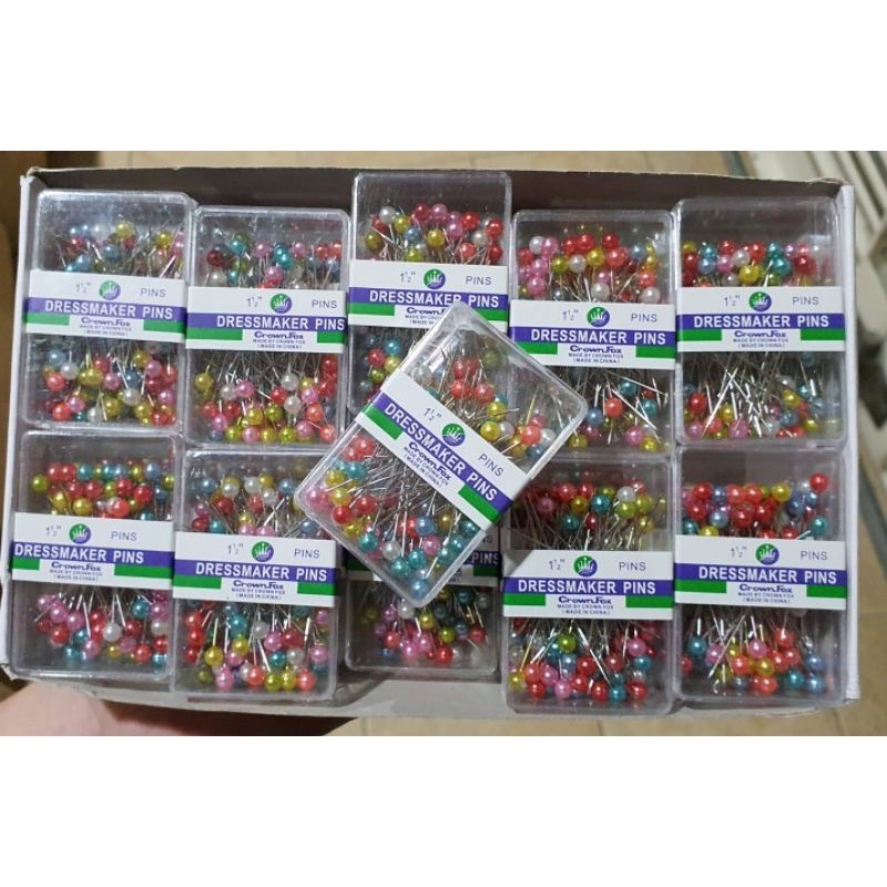 [PER KOTAK] Jarum Pentul Besar Box Mika isi +- 90 pcs / Jarum Stainless Mutiara Hijab