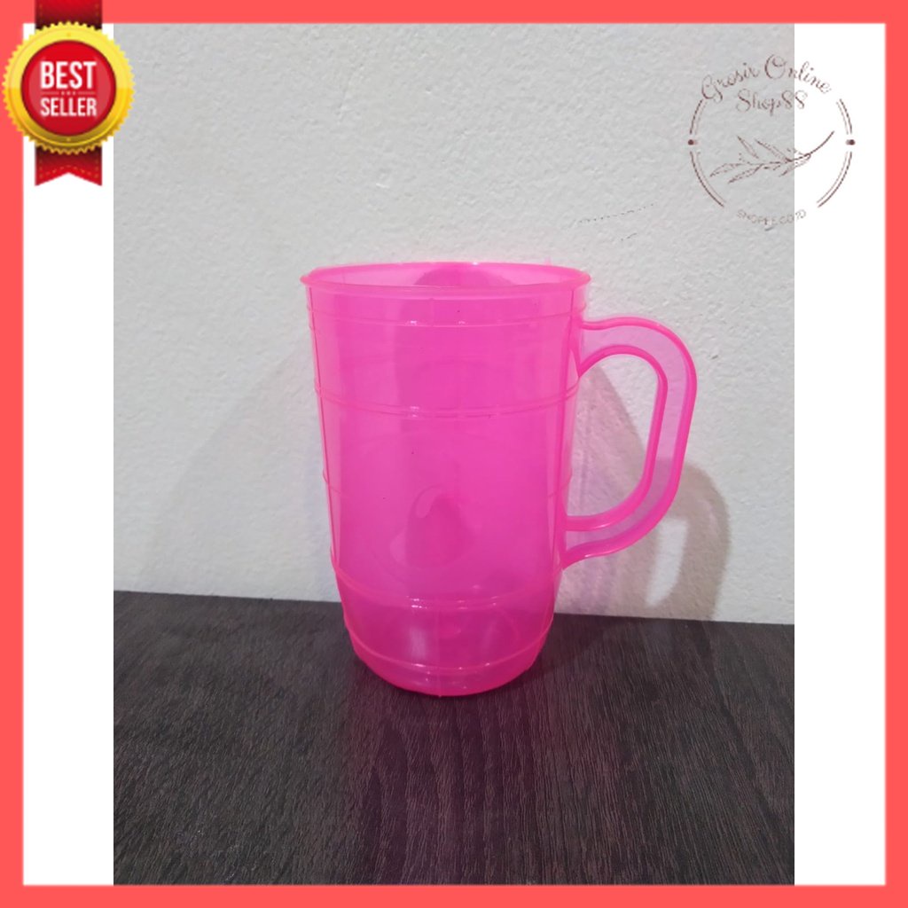 GOS - B112 - GELAS MINUM WARNA / CANGKIR CUP GELAS GAGANG BIR PLASTIK WARNA