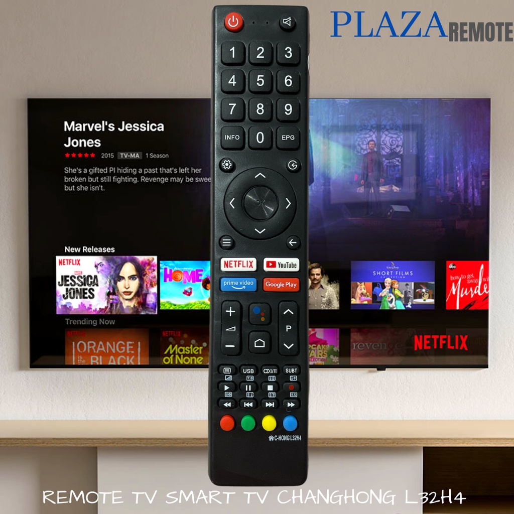 Remot / Remote Smart android TV Changhong LCD LED netflix youtube type C-HONG L32H4 / ecer dan grosir