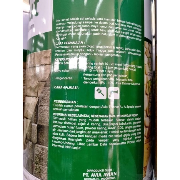 Cat Pelapis Batu Alam BATU CANDI HITAM 1 Liter / NO LUMUT AVIAN Brand