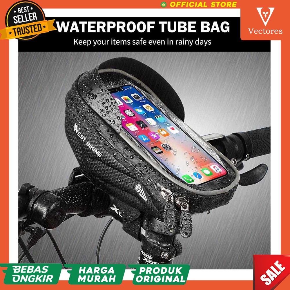 [ASLI] Tas Bag Travel Traveler Holder Praktis Sepeda Bicycle Bike Waterproof Cover Storage Smartphone Handphone Anti Air