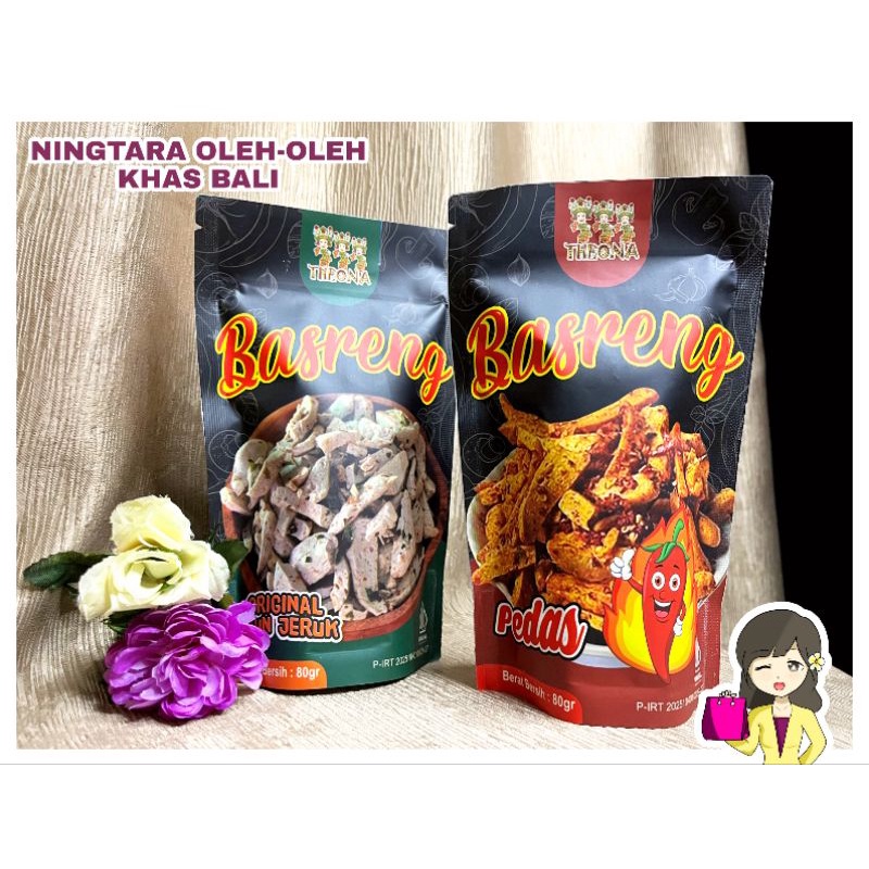 BASRENG THEONA RASA ORIGINAL DAUN JERUK DAN PEDAS 100% OLEH-OLEH KHAS BALI 80gr