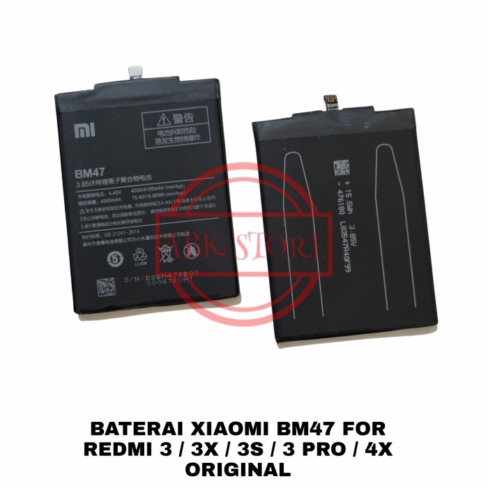 Batre Baterai Battery Xiaomi Redmi 3x 4x BM47 ORIGINAL 100%