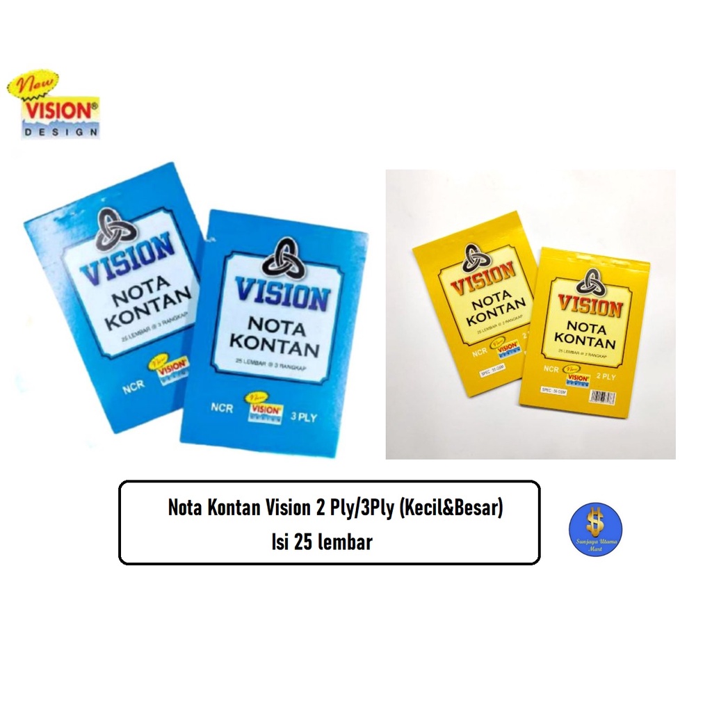 

Nota Kontan Vision 2Ply/3Ply 25 Lembar @2/@3 Rangkap (Besar/Kecil)