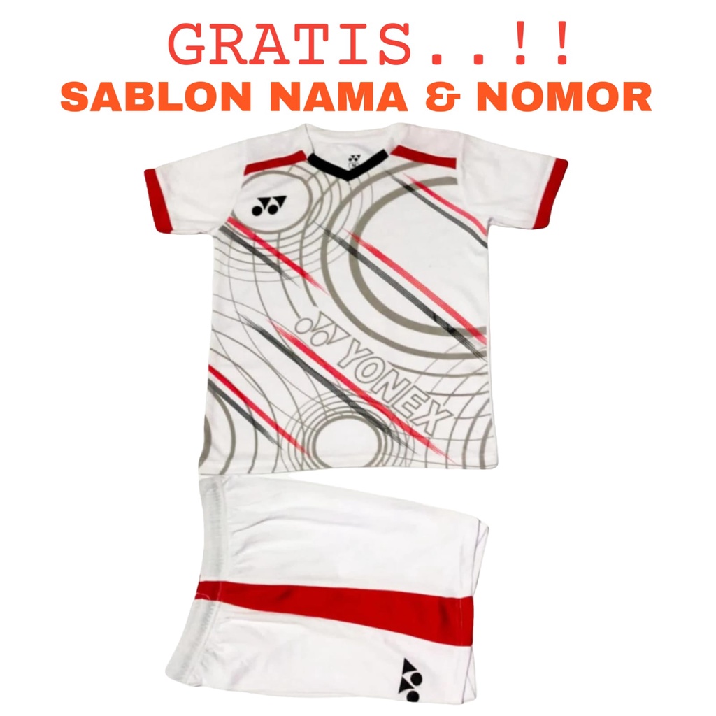 ( FREE SABLON NAMA &amp; NOMOR ) Baju olahraga anak laki/perempuan badminton bulutangkis bola futsal volly usia SD SMP